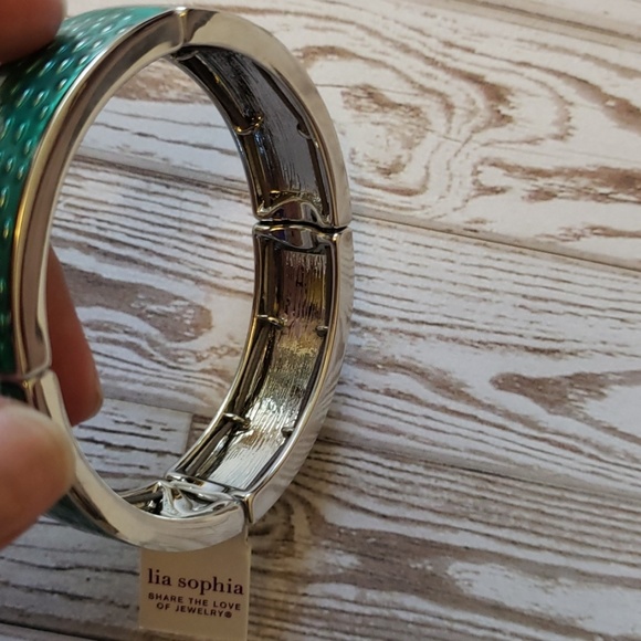 Lia Sophia Turquoise and Silver Bangle Bracelet - Picture 4 of 5